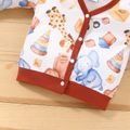 2pcs Baby Boy/Girl Animal Print Waffle Long-sleeve Cardigan and Trousers Set Red