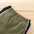 2pcs Toddler Boy Casual Colorblock Pocket Design Tee & Shorts Set Dark Green