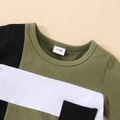 2pcs Baby Boy 95% Cotton Short-sleeve Colorblock T-shirt and Shorts Set Army green image 2