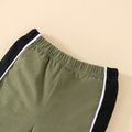 2pcs Baby Boy 95% Cotton Short-sleeve Colorblock T-shirt and Shorts Set Army green image 4
