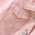 100% Cotton Baby Girl Solid Ruffle Trim Short-sleeve Button Front Jacket Pink