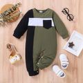 Baby Boy Colorblock Long-sleeve Jumpsuit Army green