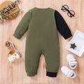 Baby Boy Colorblock Long-sleeve Jumpsuit Army green
