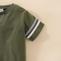 2pcs Toddler Boy Casual Striped Tee and Colorblock Pants Set Army green