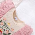 Summer Picnic Baby Girl 100% Cotton Jacquard Crepe Floral Embroidered Waffle Flutter-sleeve Pink Romper Light Pink
