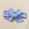 100% Cotton Baby Girl 3pcs Heart Striped Flutter-sleeve Blue Top and Bow Decor White Shorts with Headband Set Light Blue