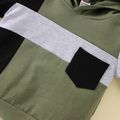 2pcs Toddler Boy Trendy Colorblock Hoodie Sweatshirt and Pants Set Army green