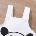 2pcs Baby Boy/Girl 95% Cotton Panda Print Overalls and Long-sleeve Striped Tee Set White image 5