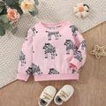 Baby Girl Allover Zebra Print Long-sleeve Sweatshirt Pink image 2