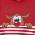 Christmas 2pcs Baby Boy/Girl Deer Embroidered Long-sleeve Hoodie and Striped Sweatpants Set Red