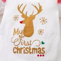 Christmas 3pcs Baby Girl Reindeer & Letter Print Ruffle Long-sleeve Romper and Glitter Mesh Skirt with Headband Set REDWHITE image 4