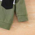 2pcs Baby Boy 95% Cotton Long-sleeve Colorblock Hoodie and Sweatpants Set Army green