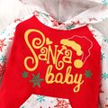 Christmas Baby Boy/Girl 95% Cotton Letter Graphic Spliced Snowflake Print Long-sleeve 3D Antler Hooded Jumpsuit REDWHITE image 4