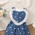 Baby Girl Allover Heart Print Lace Detail Imitation Denim Overalls DENIMBLUE image 3