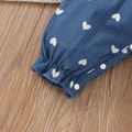 Baby Girl Allover Heart Print Lace Detail Imitation Denim Overalls DENIMBLUE image 5