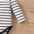 2pcs Baby Boy Long-sleeve Striped Romper and Elephant Graphic Overalls Set Bluish Grey image 5