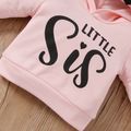 2pcs Baby Girl Bow Front Letter Print Long-sleeve Hoodie and Colorblock Pants Set Pink image 4
