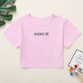 Beautiful Kid Girl Casual Letter T-shirt Pink image 1