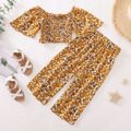 Fashionable Kid Girl Floral Off Shoulder Top Casual Suits Ginger