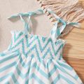 2pcs baby girl Stripes Print Polyester Summer More Festivals Sets Baby's Sets Light Blue