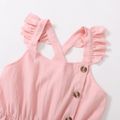 Pretty Kid Girl Flutter-sleeve Suspender Elasticized Solid Jumpsuits Pink