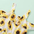 Beautiful Kid Girl Sunflowers Floral Print Flounced Slip Rompers White image 3