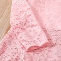 2-piece Kid Girl Bow Decor Long-sleeve Lace Top and Floral Print Pants Set Pink