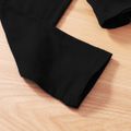 2-piece Kid Girl 100% Cotton Tie Knot Long-sleeve Solid Top and Stripe Ruffled Pants Black image 4