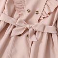 Kid Girl Doll Collar Ruffle Button Design Belted Windbreaker Coat Pink image 3
