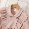 Kid Girl Doll Collar Ruffle Button Design Belted Windbreaker Coat Pink image 4