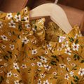 2-piece Kid Girl Floral Print Frill Collar Ruffle Hem Long-sleeve Dress and White Polka dots Fuzzy Cardigan Set Ginger