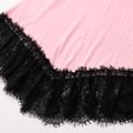 2-piece Kid Girl Bowknot Design Lace Hem Long-sleeve Top and Lace Cuff Black Leggings Set Pink