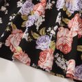 Kid Girl Bowknot Design Velvet Floral Print Stitching Long-sleeve Dress Black image 4