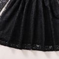 Kid Girl Lace Design Solid Color Long-sleeve Dress Black