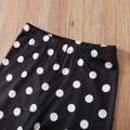 2-piece Kid Girl Lace Design High Low Long-sleeve White Top and Polka dots Black Leggings Set White