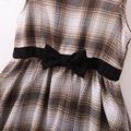 2-piece Kid Girl Bowknot Design Sleeveless Plaid Dress and Button Design Black Cardigan Set Black
