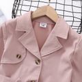 Kid Girl Lapel Collar Single-Breasted Belted Trench Coat Pink