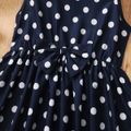 Kid Girl Polka dots Bowknot Print Sleeveless Dress Dark Blue