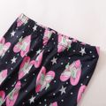 2-piece Kid Girl Unicorn Print Pompom Hem Long-sleeve Pink Top and Stars Print Leggings Set Pink