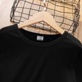 2-piece Kid Girl Short-sleeve Black Tee and Bowknot Design Houndstooth Skirt Set Black