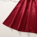 Kid Girl Lace Design Colorblock Belted Long-sleeve Dress Red