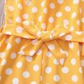 Kid Girl Polka dots Belted Sleeveless Halter Rompers Jumpsuits Shorts Yellow