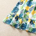 2-piece Kid Girl Ruffled Button Design Tank Top and Floral Fruit Print Skirt Set Blue image 3