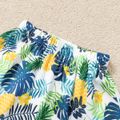 2-piece Kid Girl Ruffled Button Design Tank Top and Floral Fruit Print Skirt Set Blue image 5
