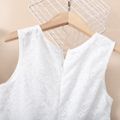 Kid Girl Floral Print Lace Design Sleeveless Rompers White