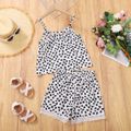2-piece Kid Girl Heart Print Lace Design Camisole and Elasticized Shorts Set White