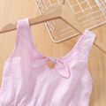 Kid Girl Striped Bowknot Design Sleeveless Rompers Pink