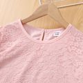 2-piece Kid Girl Lace Design Flutter-sleeve Tee and Floral Print Skirt Set Pink