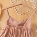 Kid Girl Solid Color Ruffled Wrap Cami Dress Pink