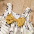 2pcs Baby Girl Polka Dots Striped Bowknot Tank Top and Solid Shorts Set Yellow